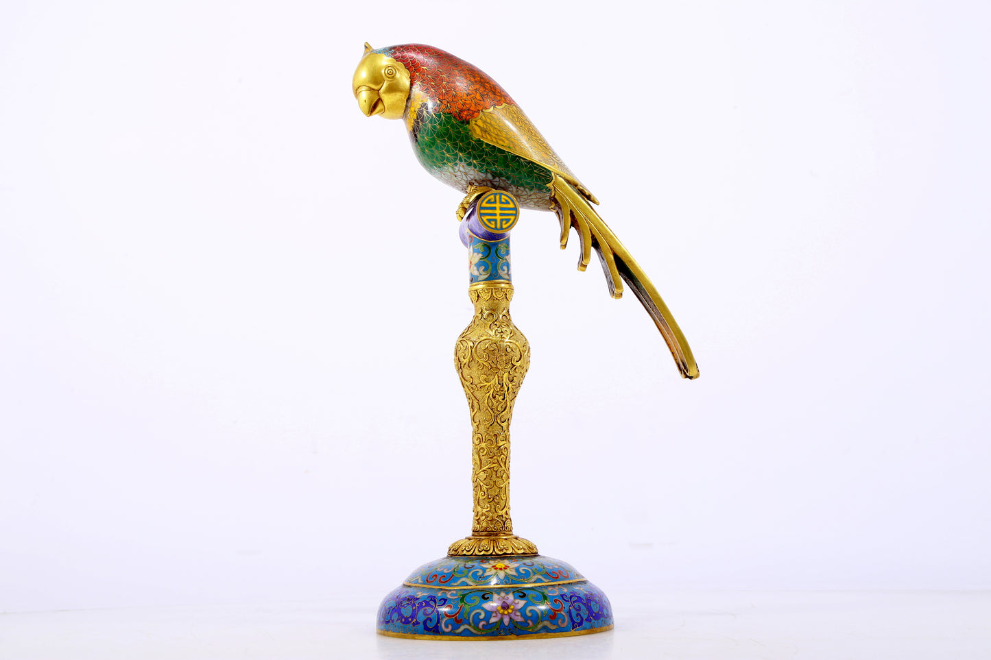 A perfect cloisonné parrot ornament