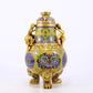 A perfect cloisonné animal face pattern tripod bottle with lid