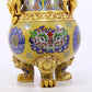 A perfect cloisonné animal face pattern tripod bottle with lid