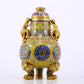 A perfect cloisonné animal face pattern tripod bottle with lid