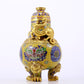 A perfect cloisonné animal face pattern tripod bottle with lid