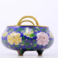 A perfect cloisonné floral pattern amphorae with three legs