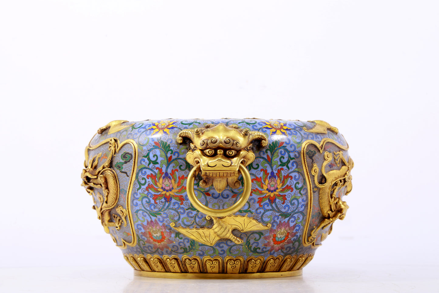 A perfect cloisonné 'Lotus and Dragon' pattern binaural pen washer