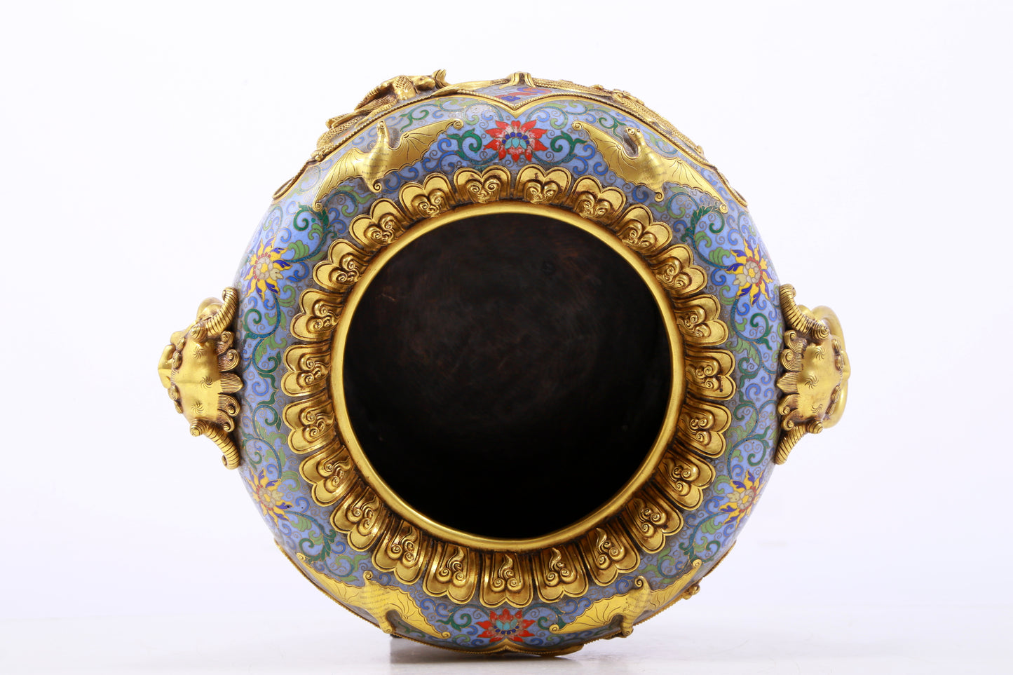 A perfect cloisonné 'Lotus and Dragon' pattern binaural pen washer