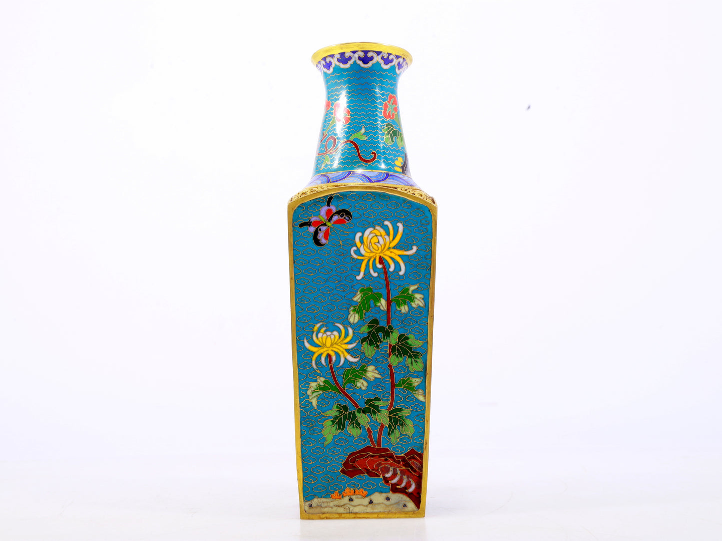 A pair of exquisite cloisonne 'butterfly flower' vases