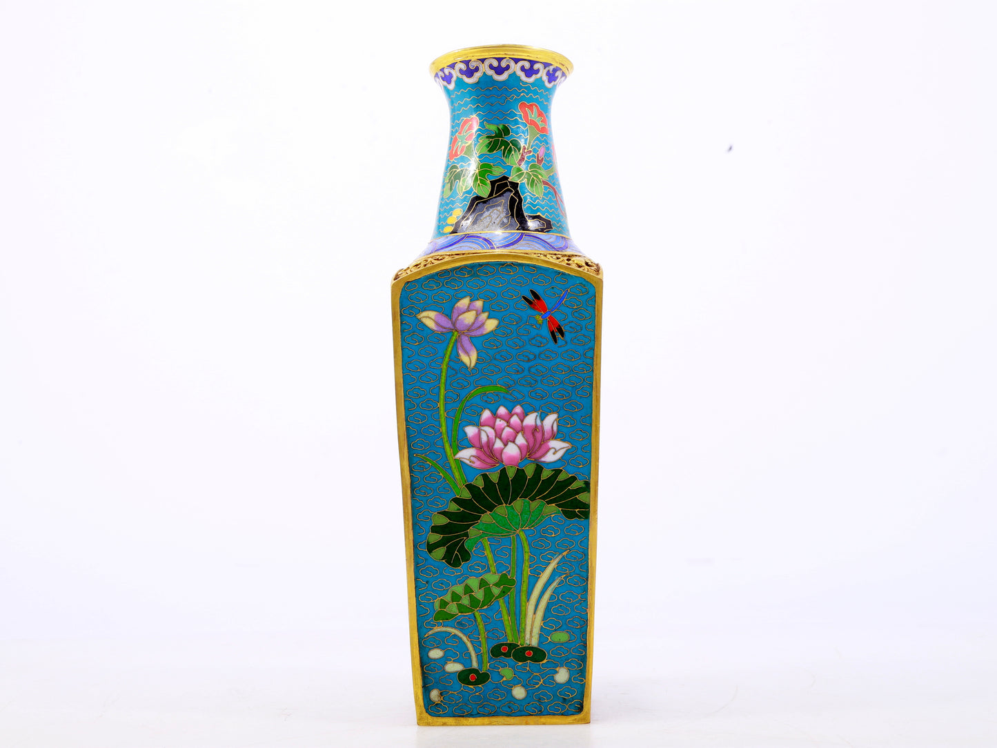 A pair of exquisite cloisonne 'butterfly flower' vases