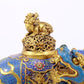 An exquisite cloisonné auspicious animal censer