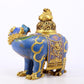 An exquisite cloisonné auspicious animal censer