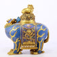 An exquisite cloisonné auspicious animal censer