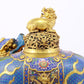 An exquisite cloisonné auspicious animal censer