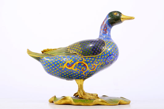 An exquisite cloisonné duck ornament