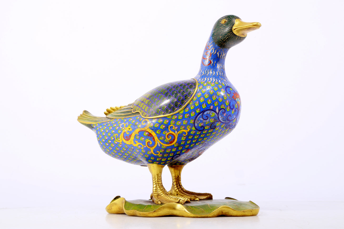 An exquisite cloisonné duck ornament