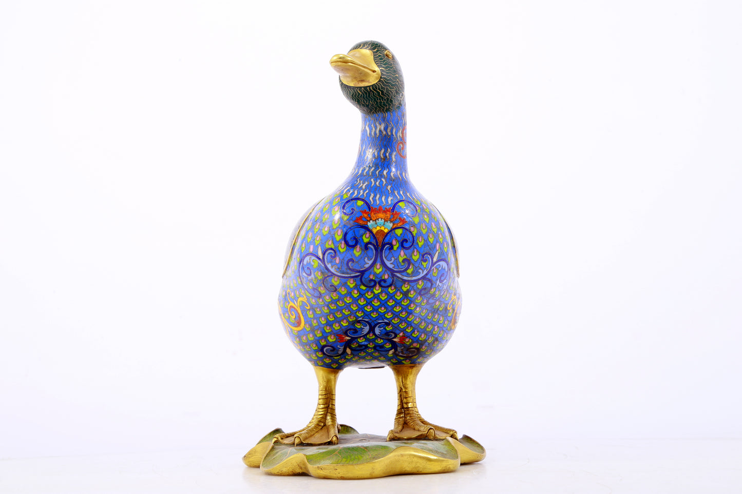 An exquisite cloisonné duck ornament