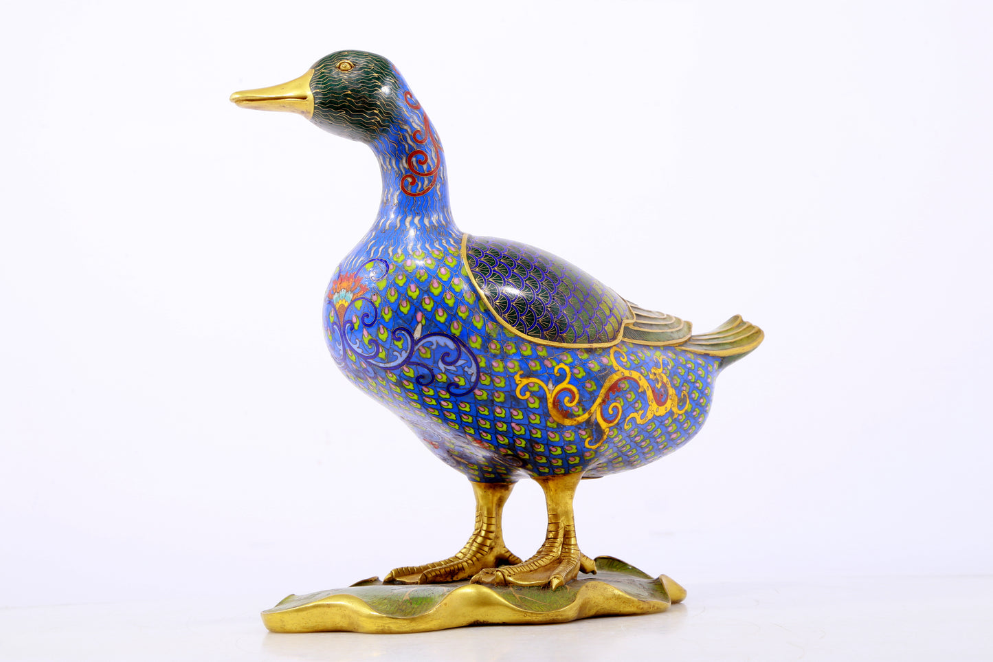 An exquisite cloisonné duck ornament