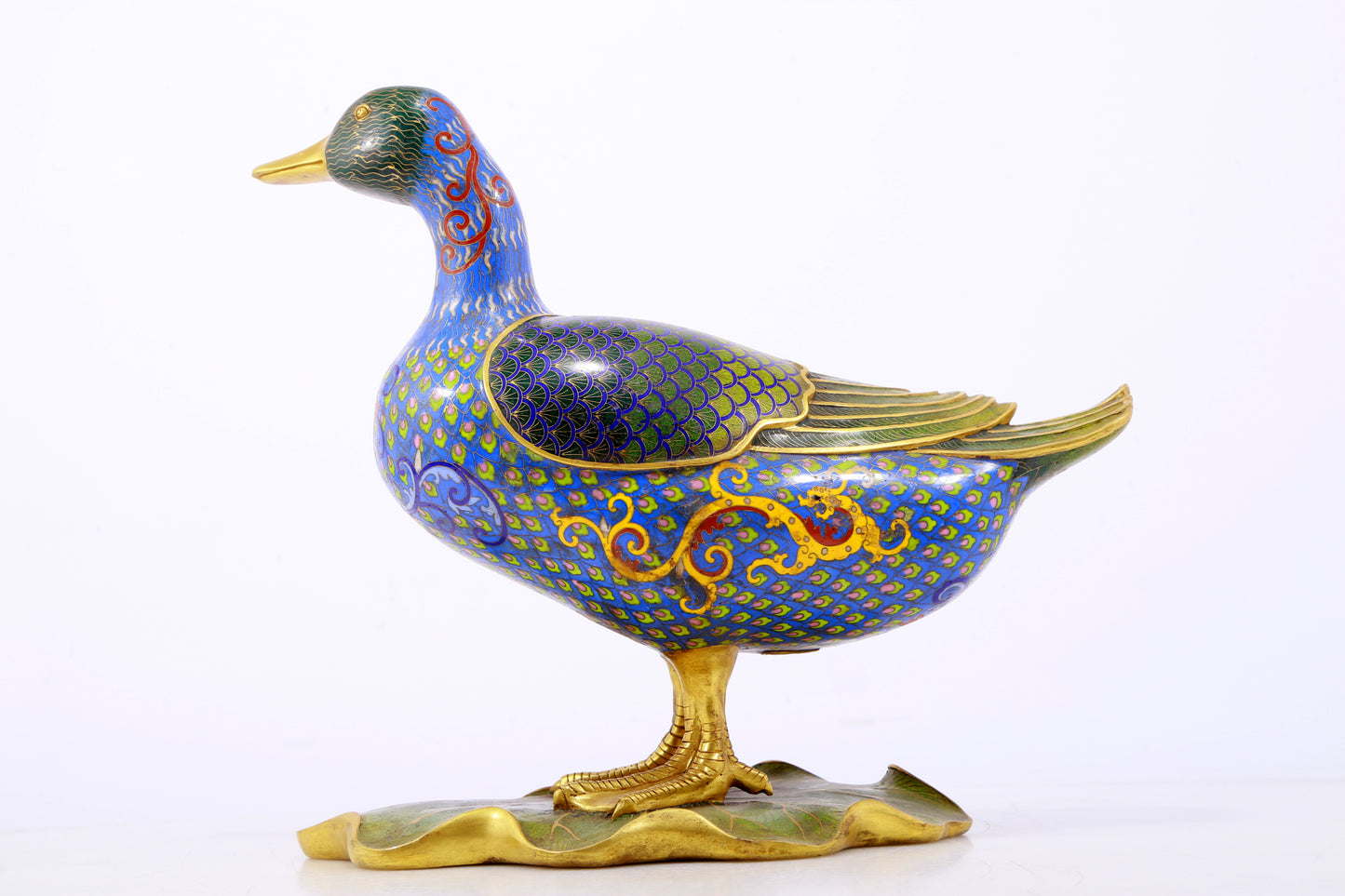 An exquisite cloisonné duck ornament