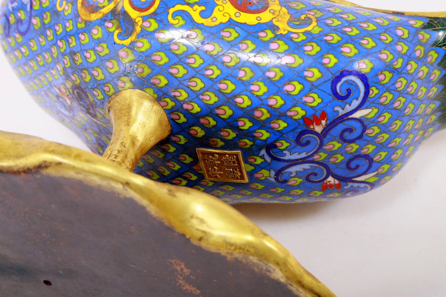 An exquisite cloisonné duck ornament