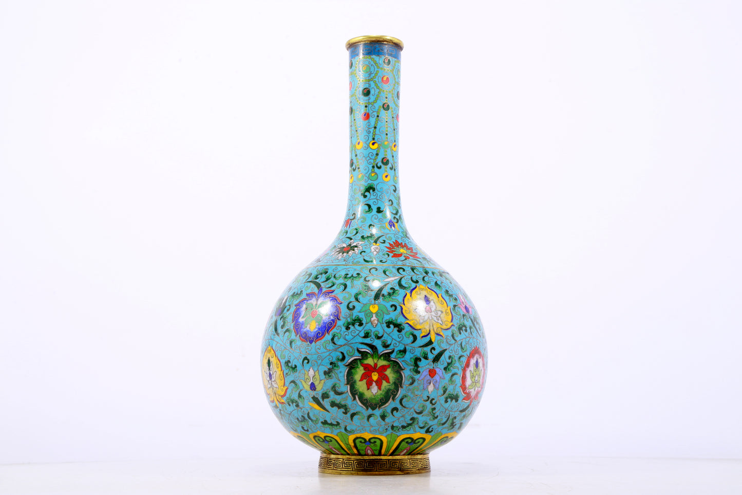 An exquisite cloisonné vase with lotus pattern