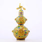 An exquisite cloisonné dragon-patterned gourd-shaped bottle with lid