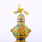 An exquisite cloisonné dragon-patterned gourd-shaped bottle with lid