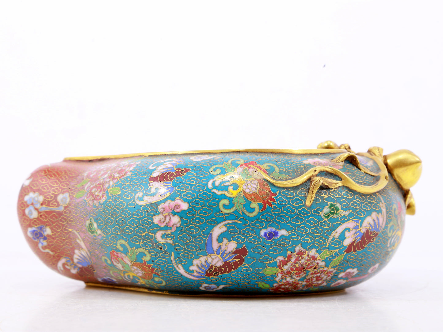 A Perfect Cloisonné 'Flowers and Bats' Pattern Peach Shape washer