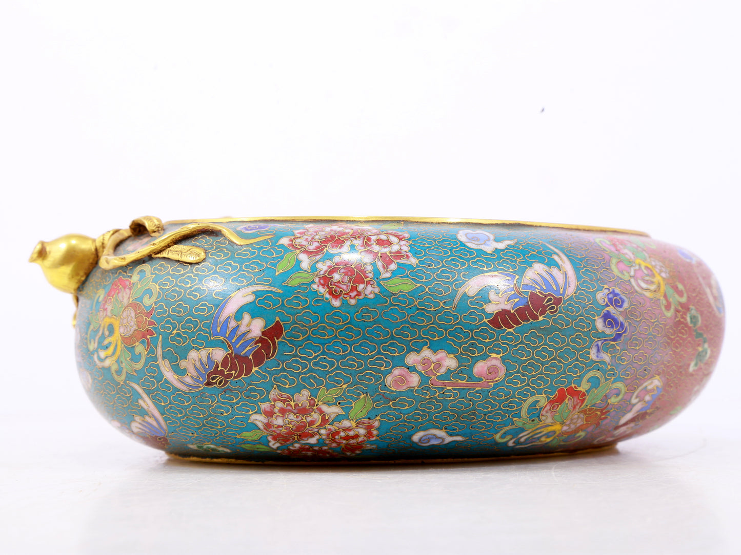 A Perfect Cloisonné 'Flowers and Bats' Pattern Peach Shape washer