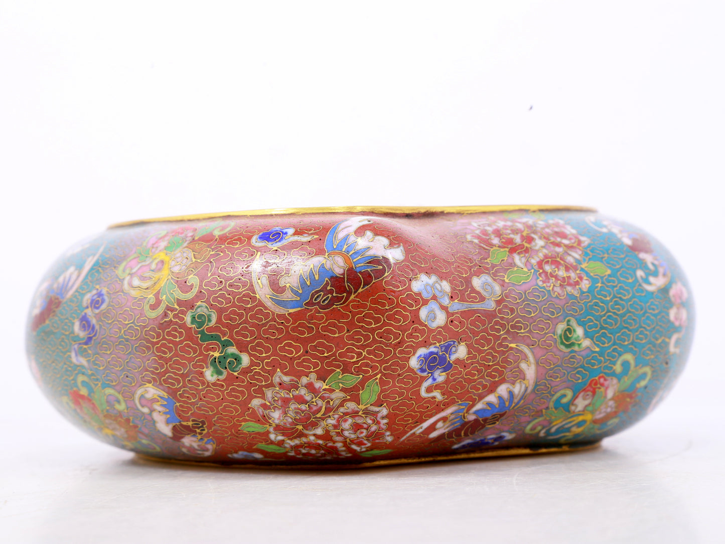 A Perfect Cloisonné 'Flowers and Bats' Pattern Peach Shape washer