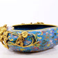 A delicate cloisonné 'Clouds and Bats' peach shaped brush washer