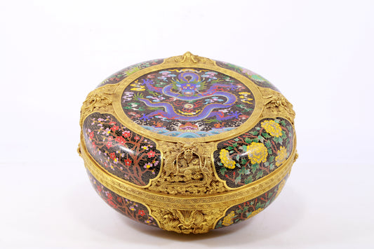 An exquisite cloisonne 'flower and dragon' pattern box