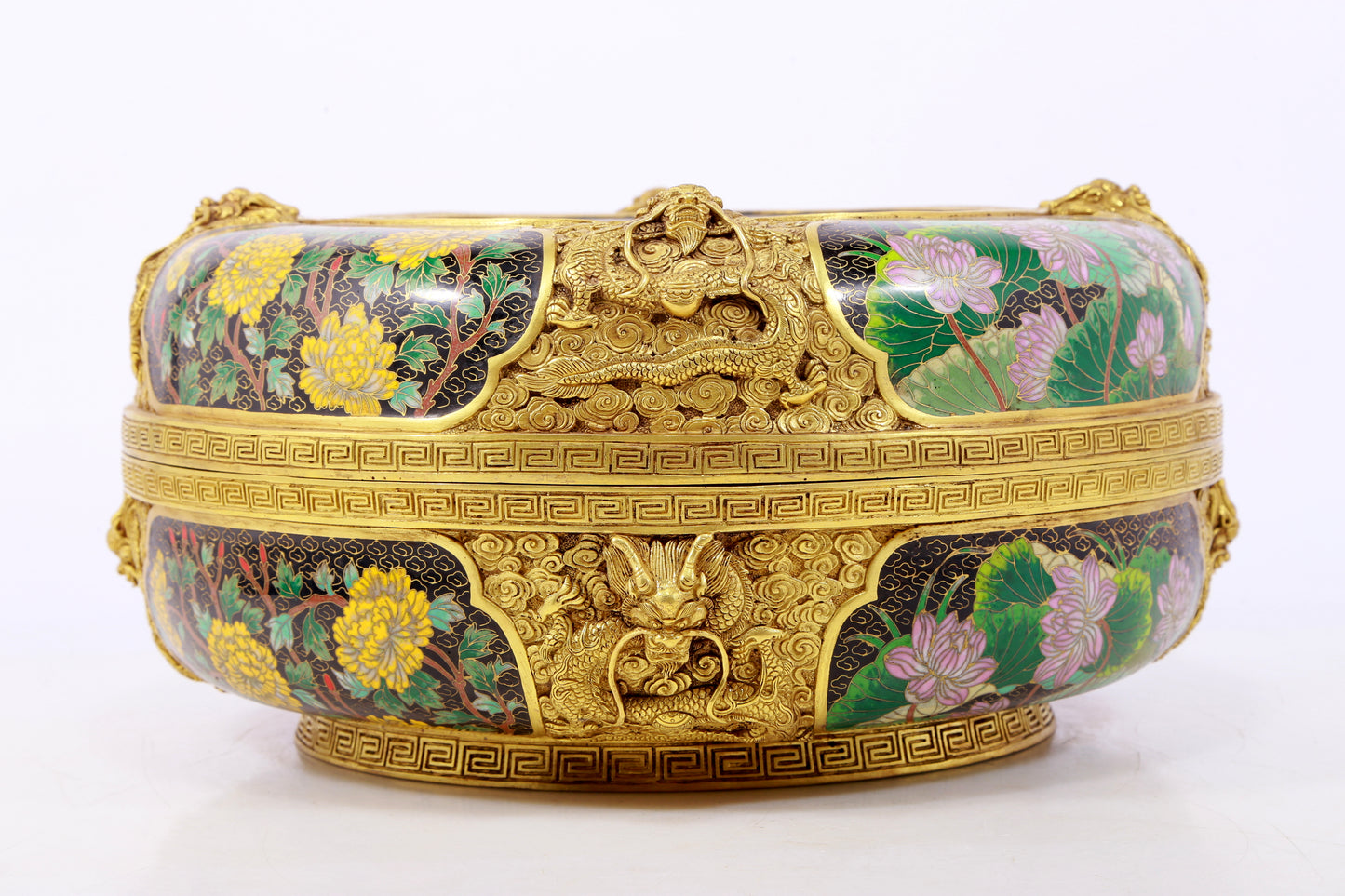 An exquisite cloisonne 'flower and dragon' pattern box