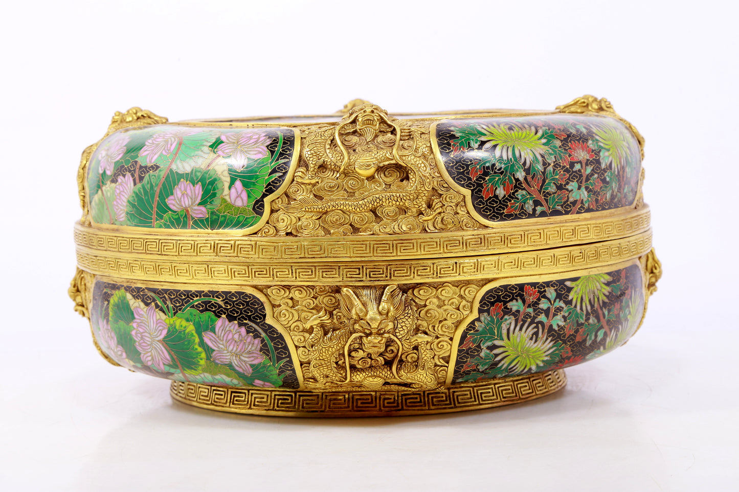 An exquisite cloisonne 'flower and dragon' pattern box