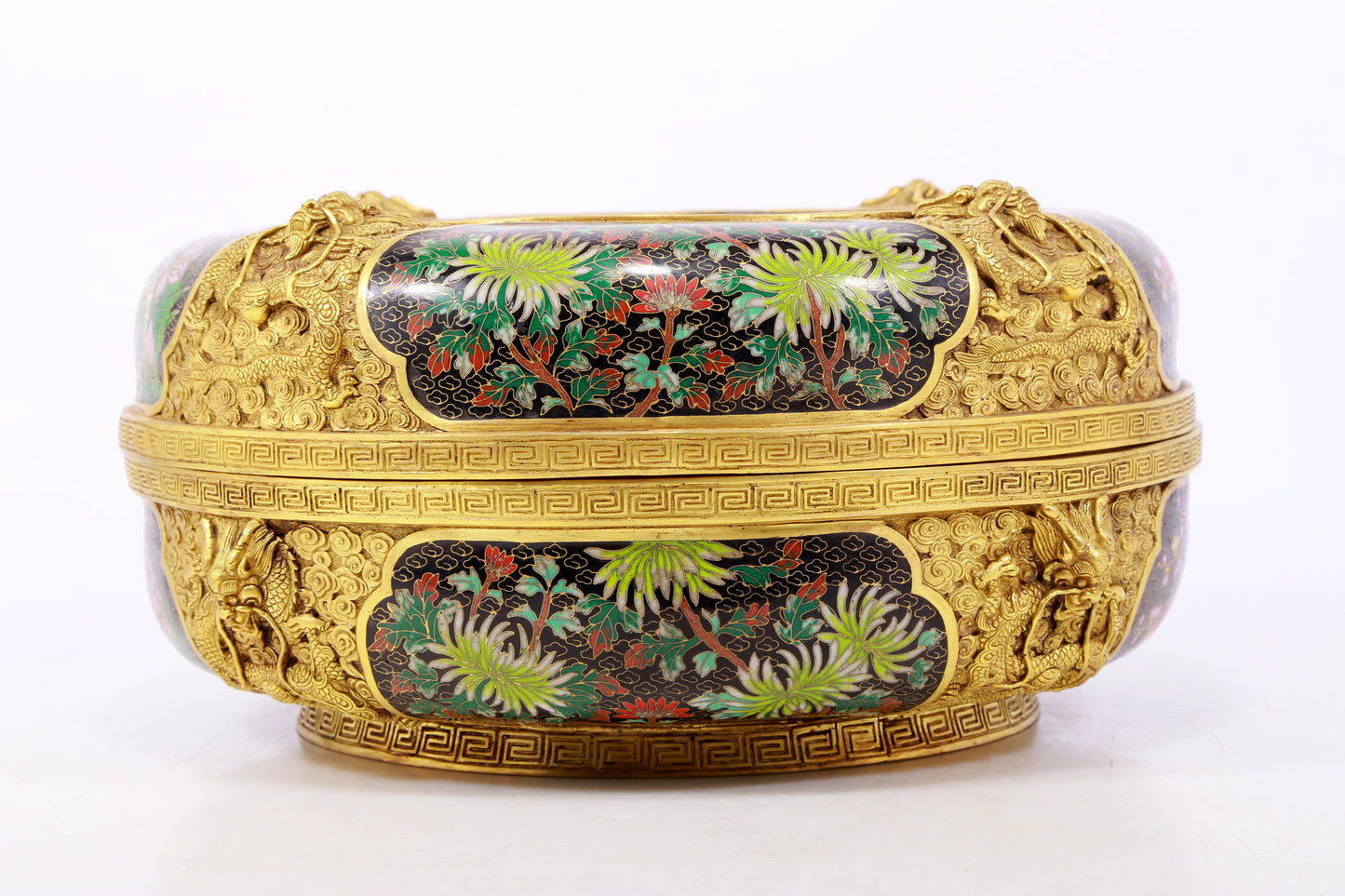 An exquisite cloisonne 'flower and dragon' pattern box