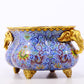 An exquisite cloisonne tangled lotus pattern elephant ear censer