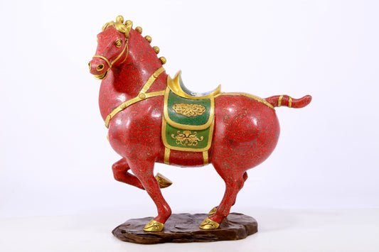 An exquisite cloisonné horse ornament