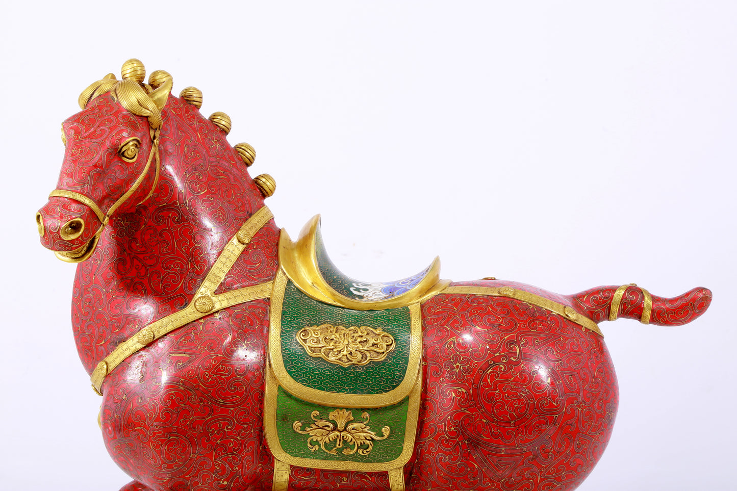 An exquisite cloisonné horse ornament