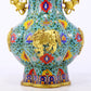 An exquisite cloisonné amphora with 'tangled lotus and auspicious beast' patterns