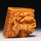 A Precious Tianhuang Stone 'Dragon' Seal With A Soapstone Painted 'Landscape' Stand