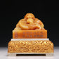 A Precious Tianhuang Stone 'Dragon' Seal With A Soapstone Gilded Stand