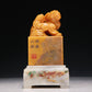 A Precious Tianhuang Stone 'Kylin' Seal With A Soapstone Stand