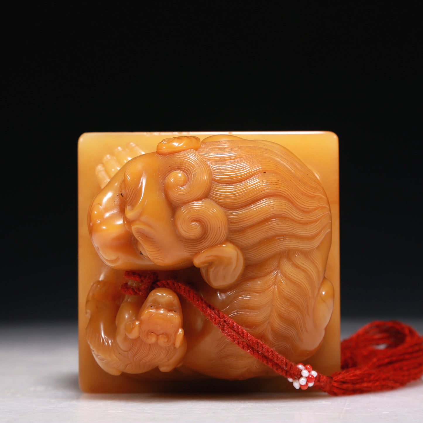 A Precious Tianhuang Stone 'Lion' Seal With Poem Inscriptions