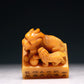 An Exquisite Tianhuang Stone 'Kylin' Seal With A Zitanwood Box