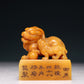 An Exquisite Tianhuang Stone 'Kylin' Seal With A Zitanwood Box