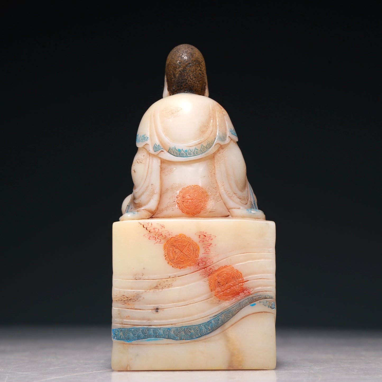 An Exquisite Imperial Soapstone Painted 'Arhat' Seal