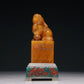 An Exquisite Tianhuang Stone 'Kylin' Seal With A Soapstone Painted 'Auspicious Cloud' Stand