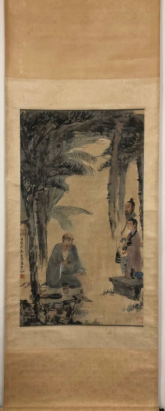 A Chinese Ink Painting Hanging Scroll By Fu BaoShi