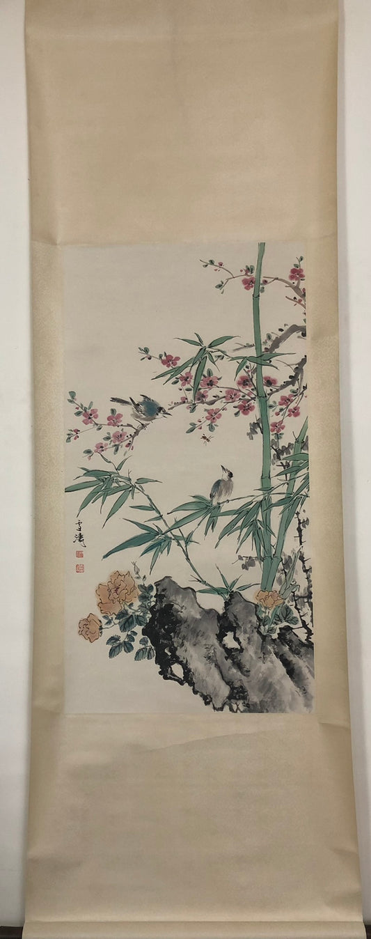 A Chinese Ink Painting Hanging Scroll By Wang XueTao