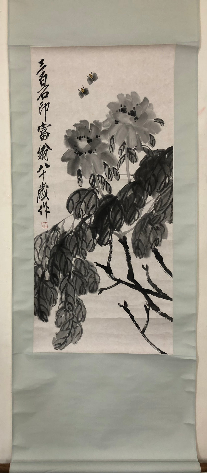 A Fabulous Chinese Ink Painting Hanging Scroll By Qi Baishi