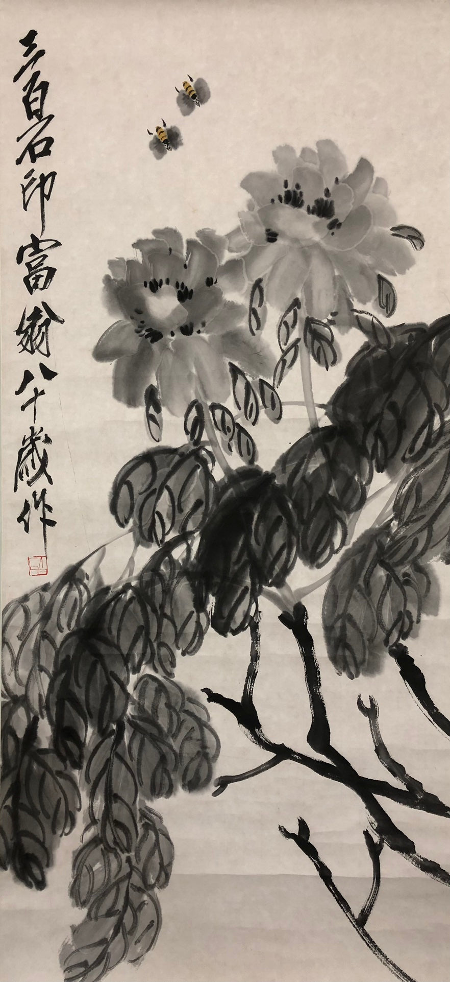 A Fabulous Chinese Ink Painting Hanging Scroll By Qi Baishi