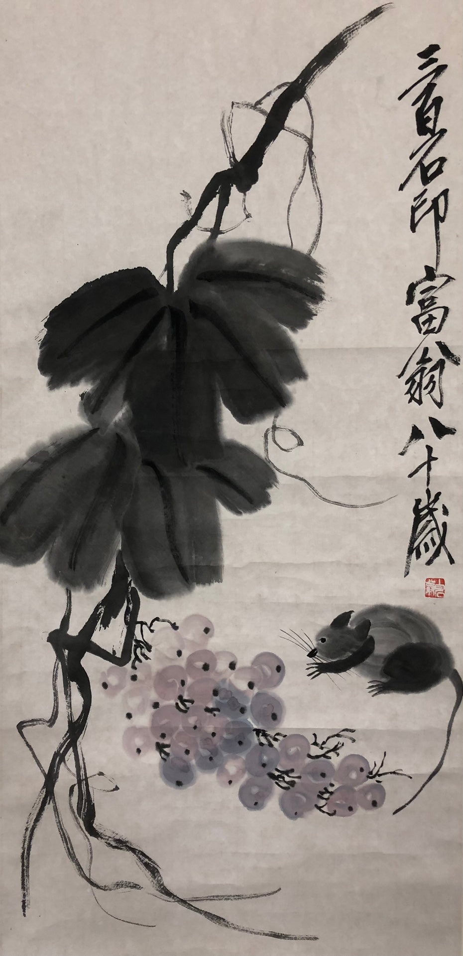 An Exquisite Chinese Ink Painting Hanging Scroll By Qi Baishi