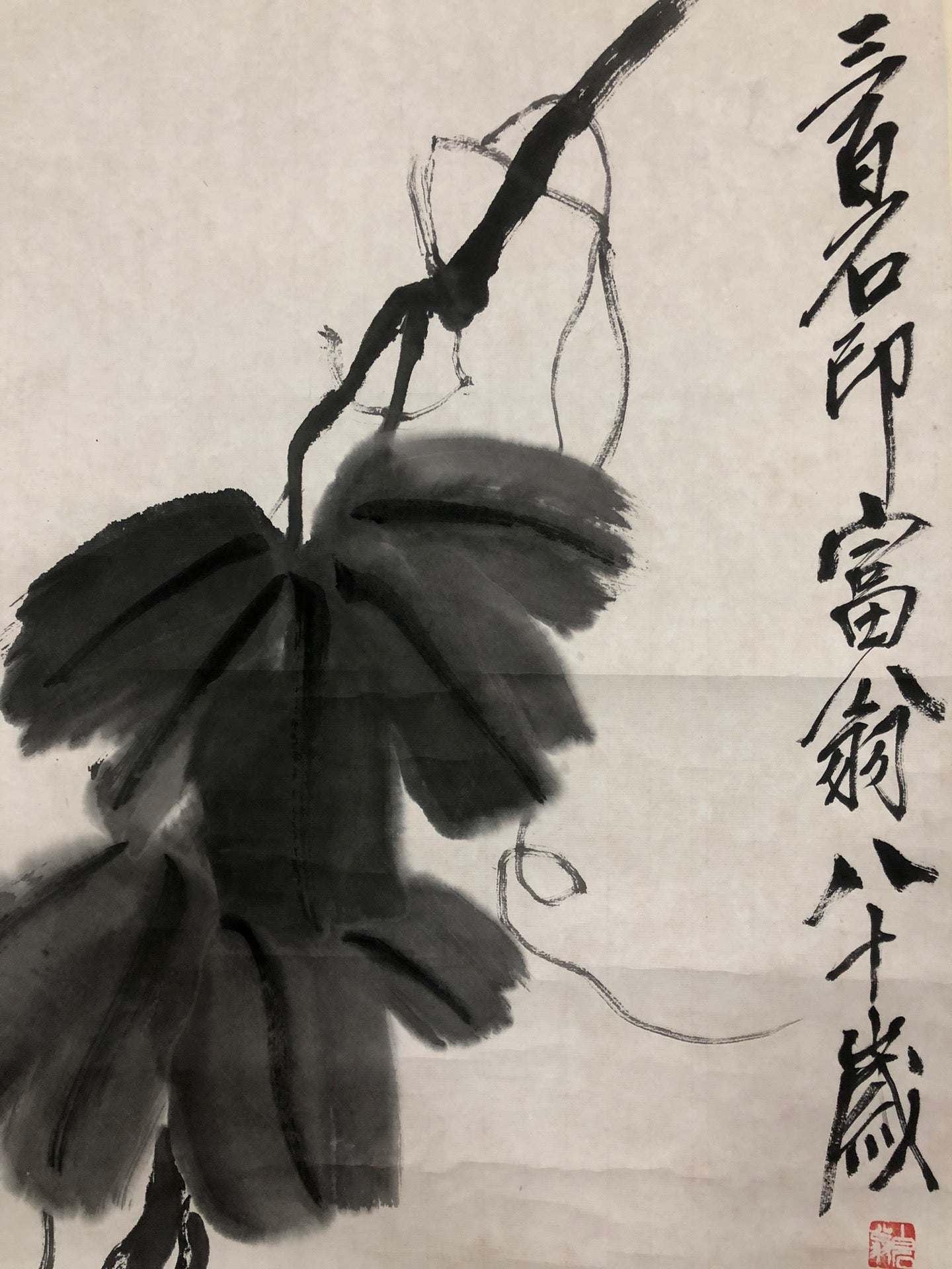 An Exquisite Chinese Ink Painting Hanging Scroll By Qi Baishi