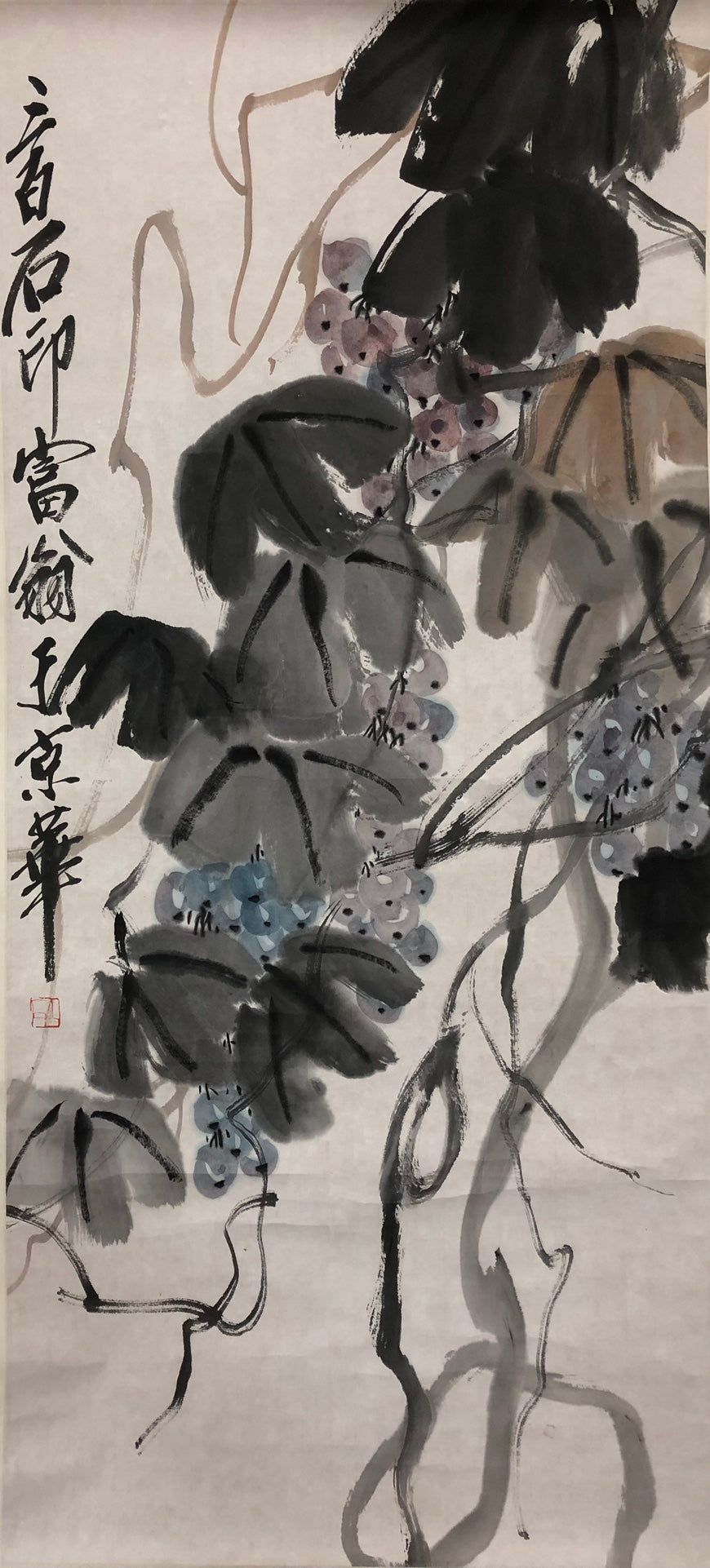 An Exquisite Chinese Ink Painting Hanging Scroll By Qi Baishi